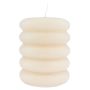 Candela a tronchetto MONISHA con scanalature trasversali, color crema, 11cm, Ø9cm, 69 ore - Made in Germany