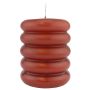 Candela a tronchetto MONISHA con scanalature trasversali, rosso antico, 11cm, Ø9cm, 69h - Prodotto in Germania