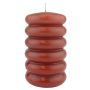 Candela a tronchetto MONISHA con scanalature trasversali, rosso antico, 15cm, Ø9cm, 69 ore - Prodotto in Germania