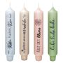Candela a bastoncino con scritta KELANI, regalino, 4 candele, 4 scritte, colorate, 16,5 cm, Ø 2,8 cm, 6 ore