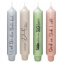 Candela a bastoncino con frase KELANI, complimento, 4 candele, 4 frasi, colorate, 16,5 cm, Ø 2,8 cm, 6 ore