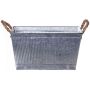 Fioriera rettangolare BIMETO con manici, scanalature, zinco, argento, 29x19x15 cm