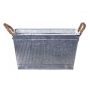 Fioriera rettangolare BIMETO con manici, scanalature, zinco, argento, 24x14x13 cm