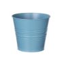 Vaso rotondo MICOLATO con scanalature, zinco, azzurro, 13cm, Ø15,5cm