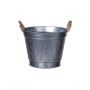 Vaso rotondo BIMETO con manici, scanalature, zinco, argento, 18,5 cm, Ø 22,5 cm