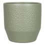 Vaso da piante BIHAM, ceramica, motivo martellato, verde oliva opaco, 13,2cm, Ø13,5cm