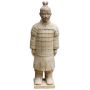 Statua da giardino del guerriero samurai LILORA in terracotta, realizzata a mano, patinata, beige, 33x26x95 cm