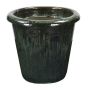 Vaso da fiori in terracotta ELVORN, smaltato, sfumatura di colore, verde giada, 52 cm, Ø 55 cm