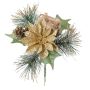 Composizione artificiale con stella di Natale, pino HERMINA con regalo, stelo, dorata, 21 cm, Ø 17 cm