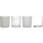 Portacandela LYLA in vetro, 4 pezzi, trasparente-opaco, 9cm, Ø8cm