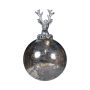 Pallina di Natale NUMI in vetro, cervo, argento anticato, Ø10 cm
