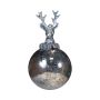 Pallina di Natale NUMI in vetro, cervo, argento anticato, Ø 8 cm