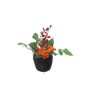 Composizione artificiale di dalie e bacche di rosa canina ABED in cesto, arancione-rosso, 17 cm, Ø 10 cm