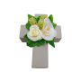 Composizione decorativa con rose, orchidee, luppolo ARIADNA, croce decorativa, bianco, 20x15x9 cm