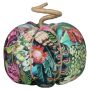 Zucca decorativa AKUNA in cotone, fatta a mano, motivo pavone, colorata, Ø 23 cm