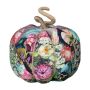 Zucca decorativa AKUNA in cotone, realizzata a mano, con motivo pavone, multicolore, Ø 18 cm