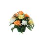 Composizione floreale artificiale con crisantemi e gipsofila YASAR, vaso decorativo, arancione-giallo-crema, 25cm, Ø30cm