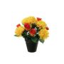 Composizione floreale artificiale con crisantemi e rose YESHE, vaso decorativo, giallo-arancione, 28cm, Ø22cm