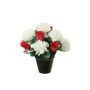 Composizione floreale artificiale con crisantemi e rose YESHE, vaso decorativo, crema-rosso, 28cm, Ø22cm