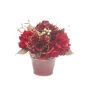 Composizione floreale artificiale con ortensia e bacche SUKI, vaso decorativo, rosso-oro, 25 cm, Ø 25 cm