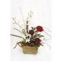 Composizione floreale artificiale con orchidea Dendrobium, rosa TALIMA, vaso decorativo, rosso-bianco, 50 cm, Ø 40 cm