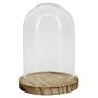 Campana in vetro DANILLA con base in legno marmorizzato, trasparente, 13 cm, Ø 9,5 cm