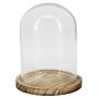 Campana in vetro DANILLA con base in legno marmorizzato, trasparente, 14,5cm, Ø11,5cm