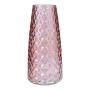 Vaso in vetro AMALFRIED con motivo a rombi, rosa antico, 21 cm, Ø 10 cm