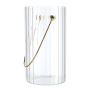 Vaso da fiori BLANDINA con manico, vetro, scanalato, trasparente-oro, 18 cm, Ø 10 cm