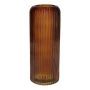 Vaso da fiori ALBURGIS con scanalature, vetro, arancione-marrone-trasparente, 25 cm, Ø 10 cm
