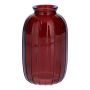 Bottiglia decorativa SILVINA in vetro, scanalata, rosso bordeaux-trasparente, 12 cm, Ø 7 cm