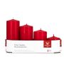 Candele dell'Avvento JENARO, 4 pezzi, graduate, rosse, 6cm, 8cm, 10cm, 12cm, Ø5cm - Made in Germany