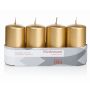 Candele dell'Avvento JENARO, 4 pezzi, oro, 10cm, Ø5cm, 23h - Made in Germany