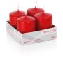 Candele dell'Avvento JENARO, 4 pezzi, rosso, 8cm, Ø6cm, 29h - Made in Germany