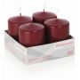 Candele dell'Avvento JENARO, 4 pezzi, bordeaux, 8cm, Ø6cm, 29h - Made in Germany