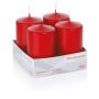 Candele dell'Avvento JENARO, 4 pezzi, rosso, 10cm, Ø6cm, 33h - Made in Germany