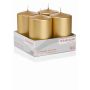 Candele dell'Avvento JENARO, 4 pezzi, oro, 10cm, Ø6cm, 33h - Made in Germany