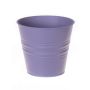 Vaso rotondo MICOLATO con scanalature, zinco, lilla, 12cm, Ø13,5cm