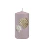 Candela a colonna LLUVIA con motivo a fronde di palma, malva, 13cm, Ø7cm, 52h