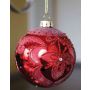 Palla di Natale in vetro CAROLINE con decorazione floreale, rosso brillante, Ø8cm