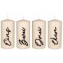 Candele dell'Avvento PAULINO con numeri, 4 pezzi, crema-lucido, 15cm, Ø7cm, 63h - Made in Germany