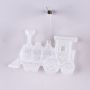 Ciondolo acrilico di locomotiva GEREON, glitter, bianco-argento, 12x7cm