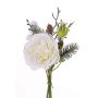 Bouquet di rose artificiali FANNI, pigne, neve, bianco, 30cm, Ø15cm