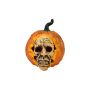 Zucca decorativa di Halloween QUAX con volto da zombie, arancione, LED, Ø 26 cm