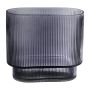Vaso da tavolo ovale in vetro MARICEL con scanalature, grigio-trasparente, 18x10x20cm
