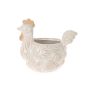 Vaso da fiori a forma di gallina ARKAS in ceramica, motivo libellula, grigio-bianco, 15,6x10,6x13,2 cm