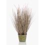 Erba sintetica per lampade OVIDIO, pannocchie, vaso in zinco, rosa-verde, 70cm