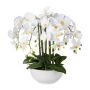 Orchidea Phalaenopsis artificiale KASDA, vaschetta in ceramica, radici, bianca, 55cm