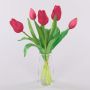 Fiori decorativi: mazzo di tulipani LEANA, rosa-verde, 30 cm, Ø 20 cm