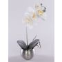 Orchidea Phalaenopsis in tessuto KAREN, vaso decorativo, effetto ghiacciato, bianco, 35 cm